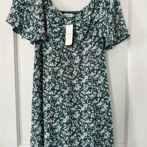 New! Floral Green and White Dress